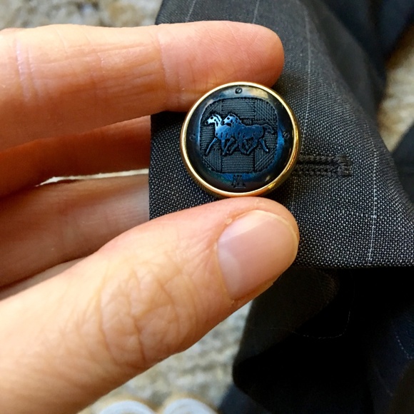 {Escada} Wool & Mohair Dark Grey Pinstripe Blazer - Picture 6 of 8